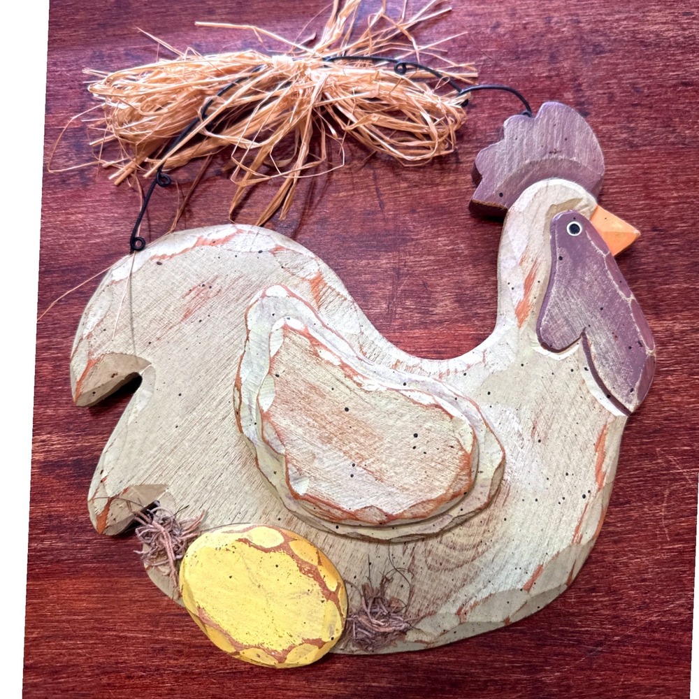 Wooden Rooster Wall Hanging Unisex OS Cream Excellent Farmhouse Decor